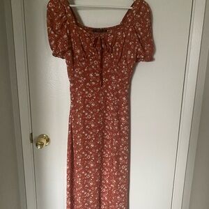 Floral Orange Midi Dress